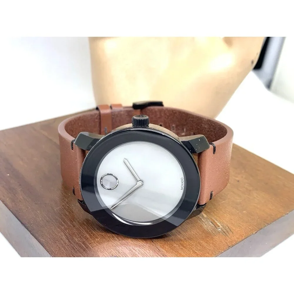 Movado Men's Watch 3600442 Bold Swiss Quartz Gray Dial 42mm Brown Leather Strap